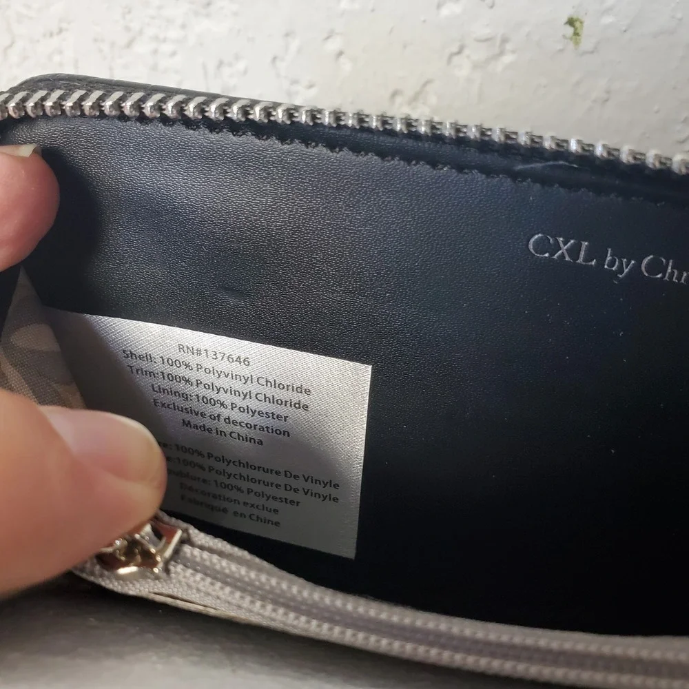 CXL by CHRISTIAN LACROIX Kara Croco Zip Around Wallet Black Wrist Strap Wristlet